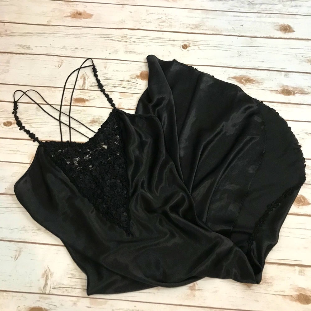Vintage Black Floor Length Nightie with Thigh Slit